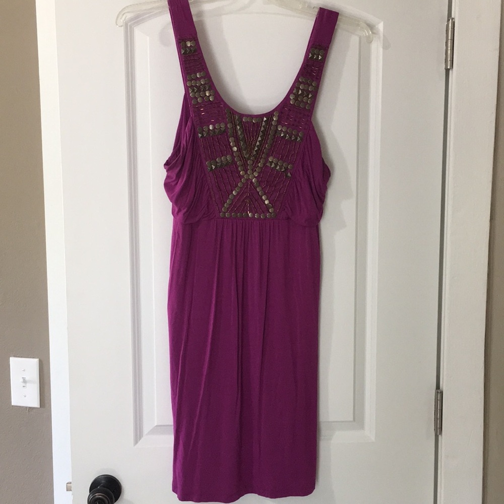 Purple sequin dress.